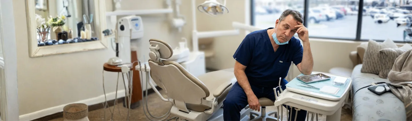 Dentista sobrecarregado no consultório